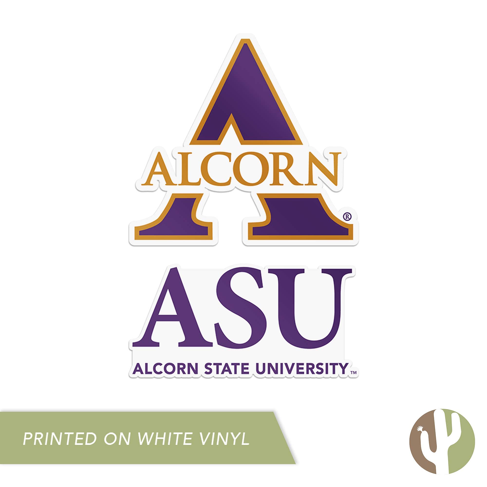 Desert Cactus Alcorn State University Braves Vinyl Decal Stickers - 4 Inch Set for Laptop, Water Bottle, Car & Scrapbook - Perfect for College Pride, School Spirit & Fan Gifts