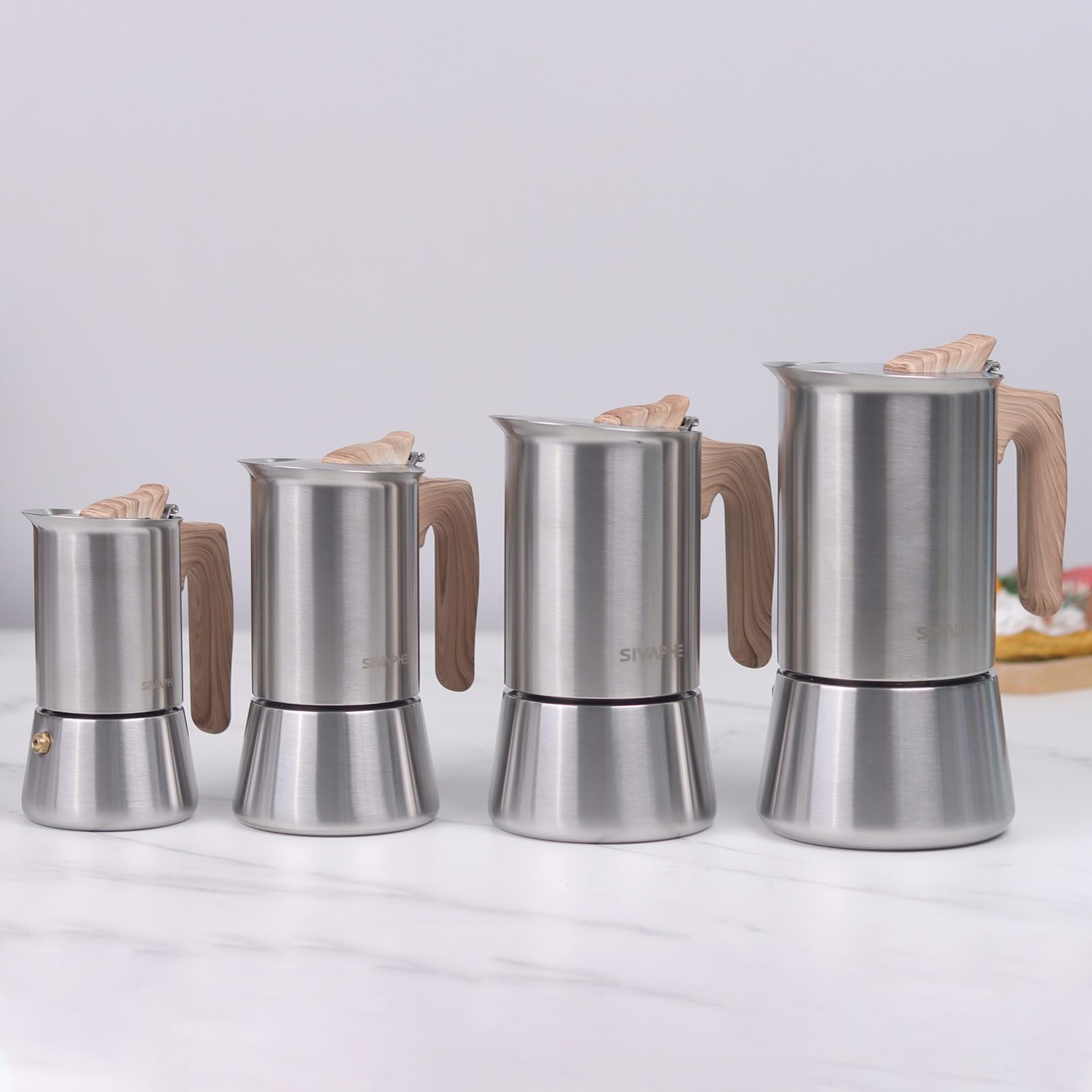Sivaphe 3.5 oz Stovetop Espresso Maker - Stainless Steel Moka Pot for Induction Cooktops, 1-2 Cup Italian Coffee Maker (100ml) with Step-by-Step Guide - Perfect for Home, Office, Camping & Travel Use (1 Cup=50ml)