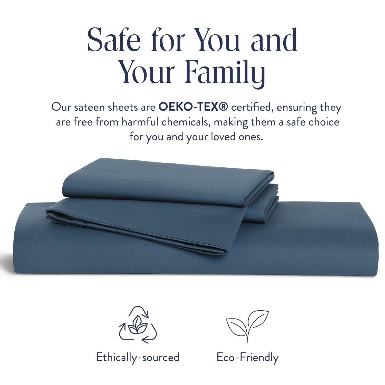 Brooklinen 100% Cotton Sateen 4-Piece Twin Sheet Set - Ultra Soft Luxury Bedding (1 Fitted Sheet, 1 Flat Sheet, 2 Pillowcases) in Deep Abyss Blue - Perfect for Guest Rooms, Dorm Beds & Cozy Sleep
