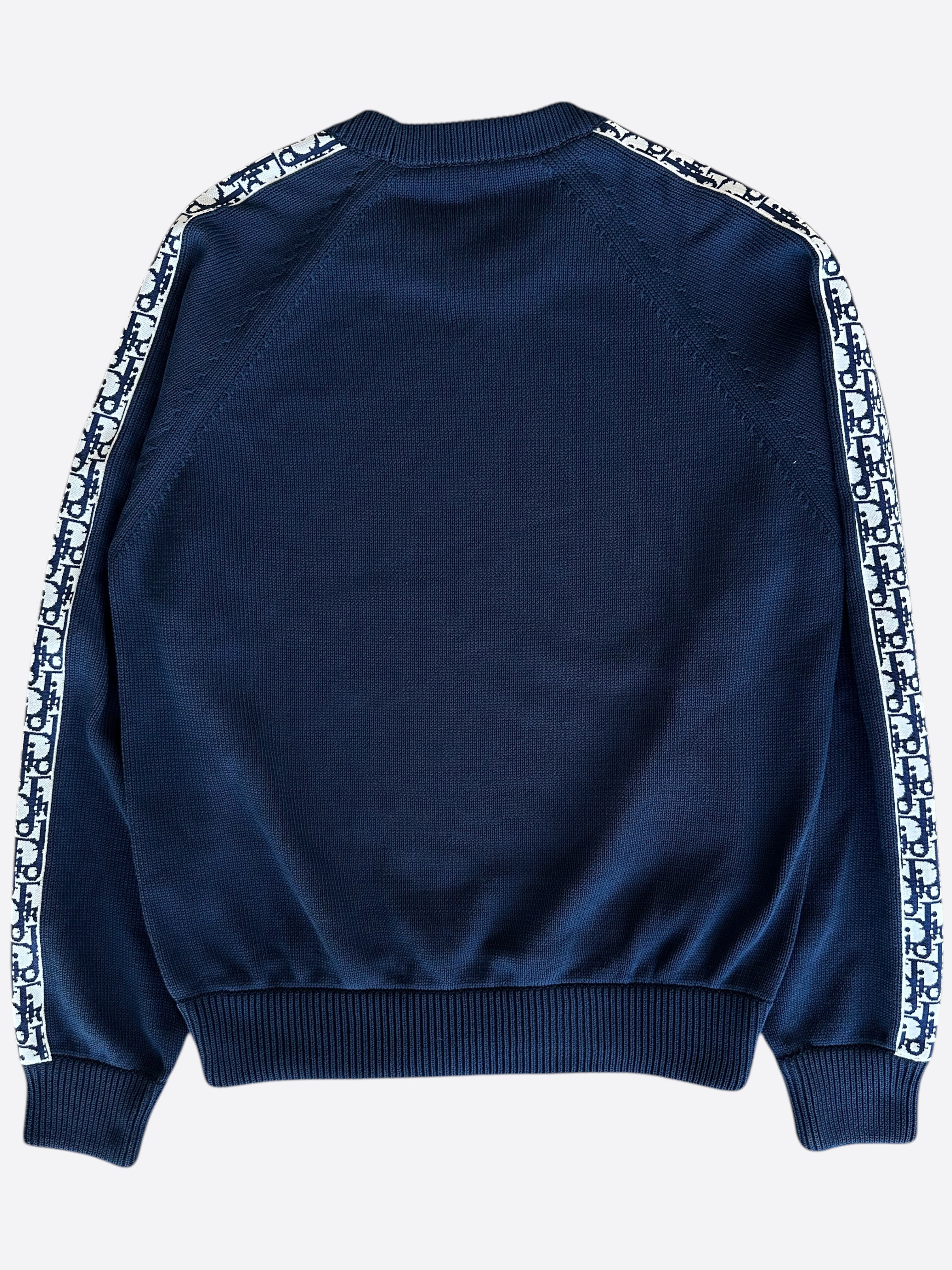 Dior Navy & Beige Oblique Knit Sweater for Women - Luxury Cashmere Pullover | Perfect for Winter Fashion & Holiday Outfits