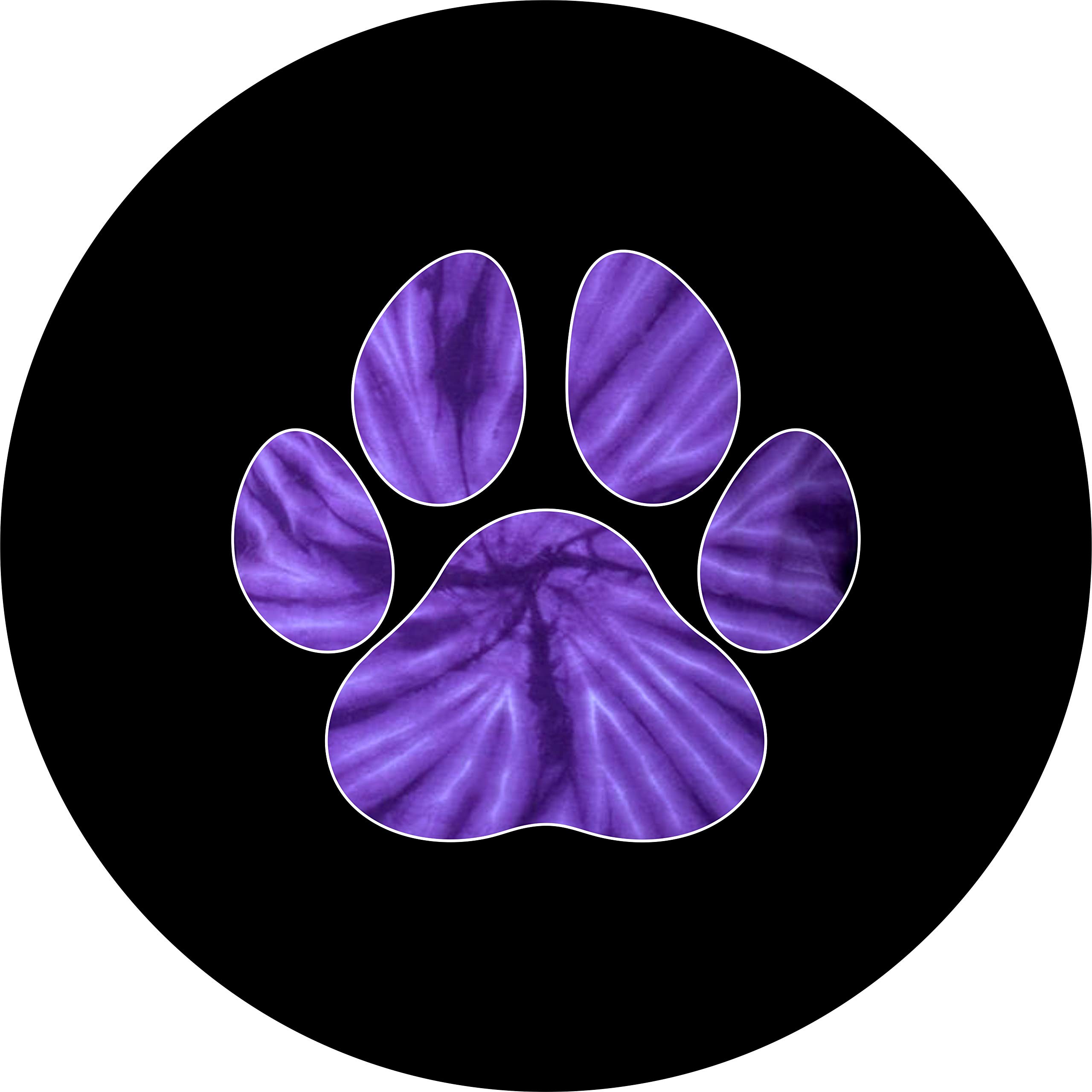 Custom Purple Tie-Dye Pet/Dog Paws Spare Tire Cover - Fits 265/70R17 & Custom Sizes (Backup Camera Option Available) - Perfect for SUVs, Trucks & Off-Road Adventures
