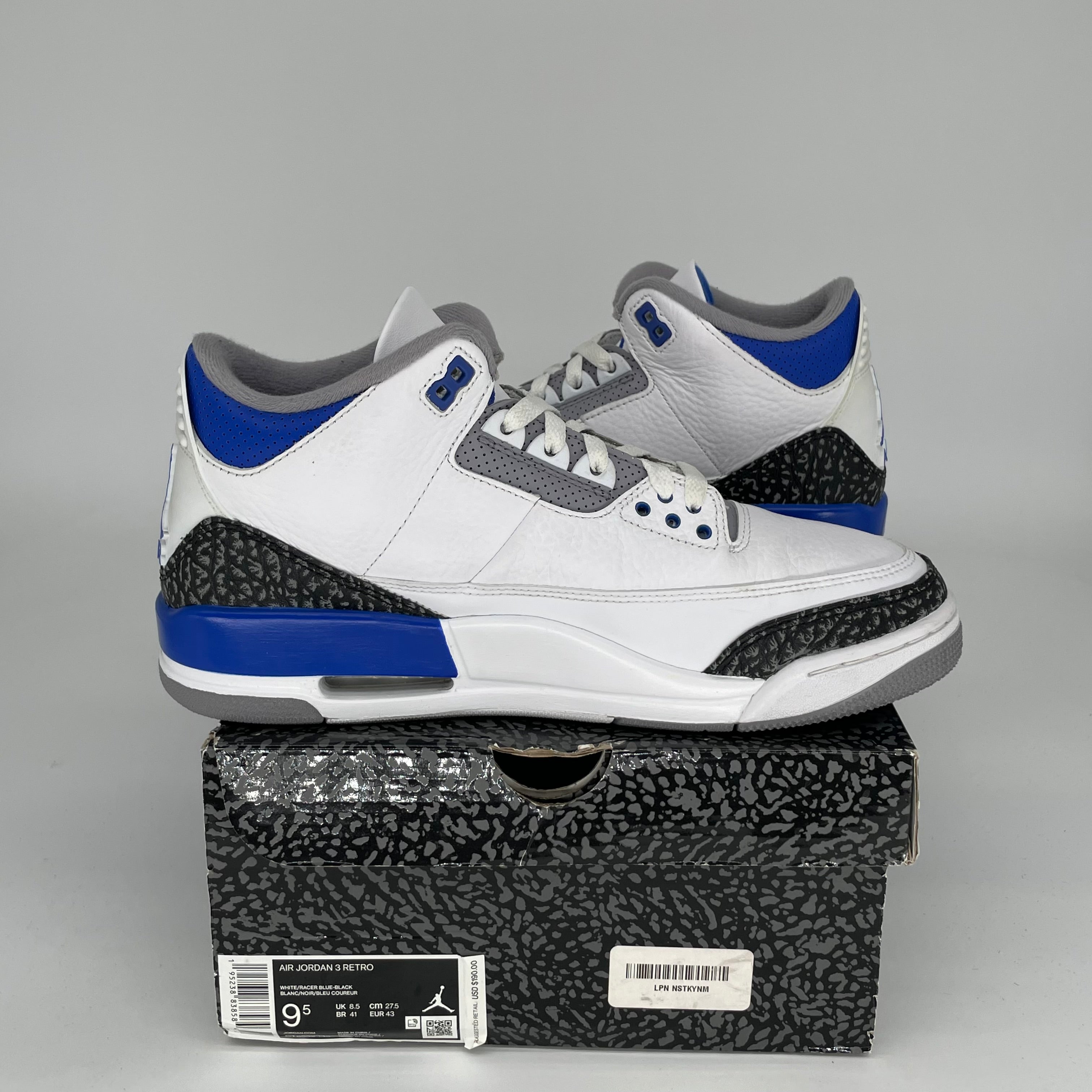 AIR JORDAN 3 RACER BLUE Men's Basketball Shoes - Size 9.5 (CT8532-145) - Retro Sneakers for Running, Gym & Streetwear Fashion