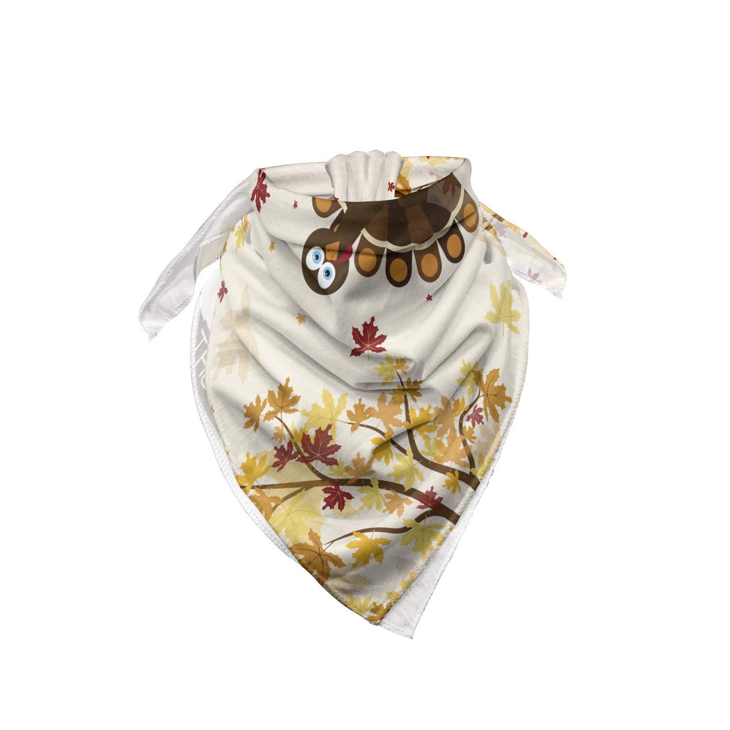 Ambesonne Turkey Bandana - Fall Season Animal Leaf Print Unisex Head & Neck Scarf for Men & Women | Perfect for Autumn Outdoors, Thanksgiving Festivities & Pet Costume Accessories