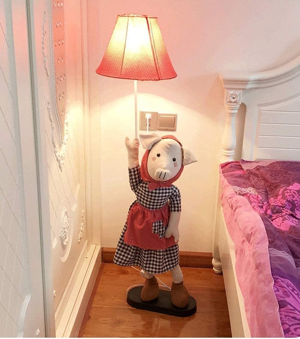 Modern Minimalist Cartoon Pig Floor Lamp - Adjustable Kids Room Light with Button Switch for Bedroom, Living Room & Study | Durable & Eye-Catching Home Decor for Reading, Gaming & Relaxation