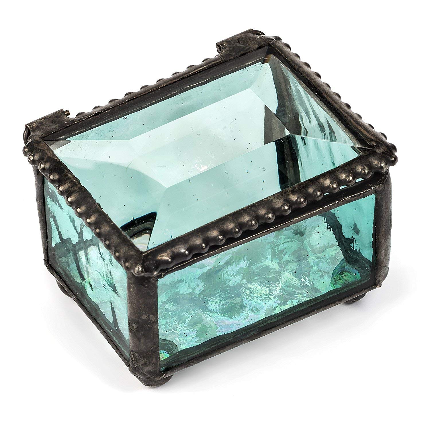 Turquoise Blue Stained Glass Ring Box - Small Jewelry Gift Box for Engagement Rings, Wedding Bands & Keepsakes - Handcrafted Glass Jewelry Trinket Case - Perfect for Proposals, Anniversaries & Special Occasions