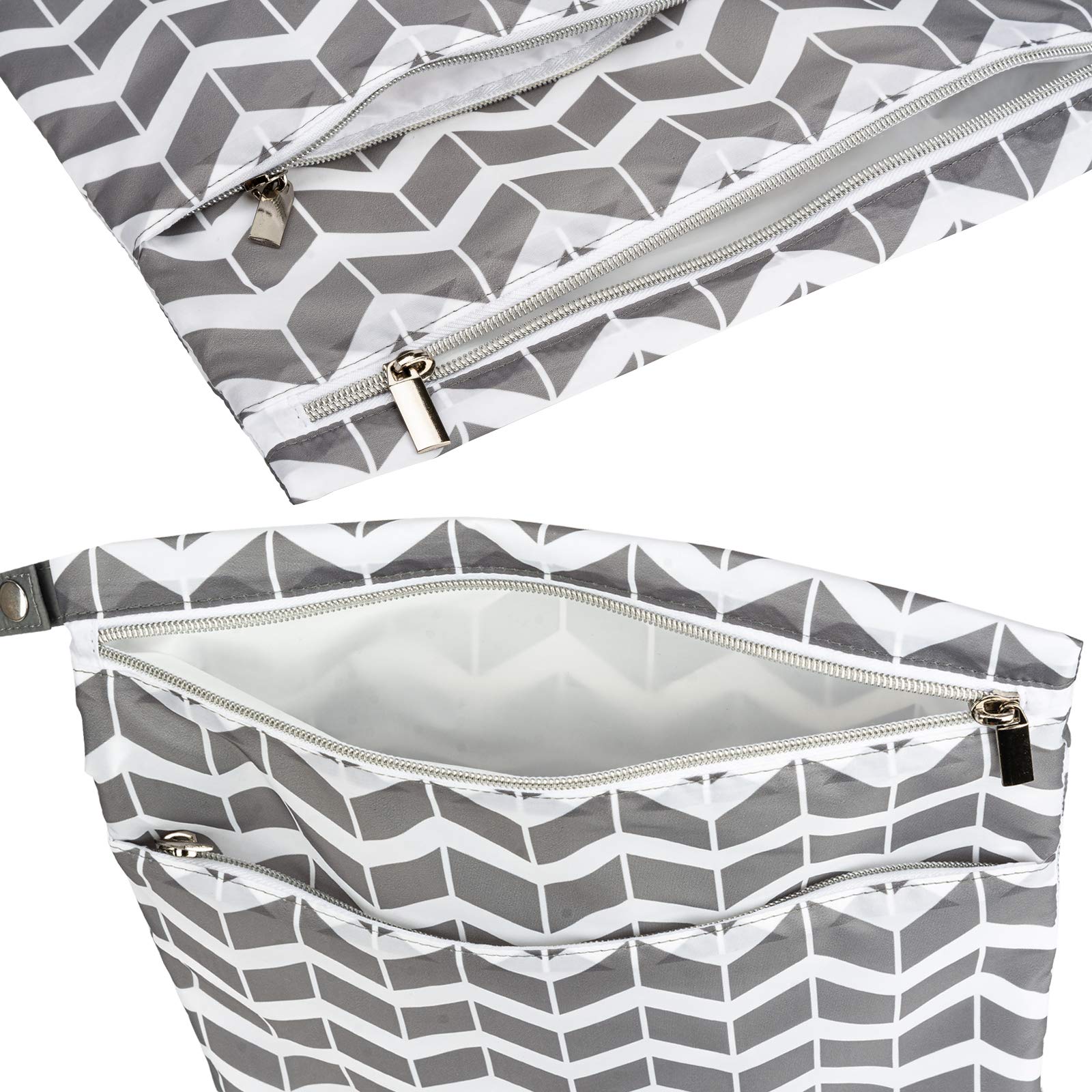 2Pcs Reusable Wet Dry Bags - Waterproof Washable Diaper Bags with Dual Zipper Pockets for Baby Cloth Diapers, Gym Clothes & Travel Essentials - Perfect for Daycare, Beach, Pool & On-the-Go Organization