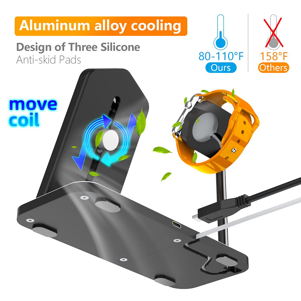 3-in-1 Fast Wireless Charging Station for iPhone Xs/Xs Max/XR/X/8/8Plus, iWatch Series 1-4 & AirPods 2 | Multi-Device Charging Stand | Home & Office Desk Organizer (Black)