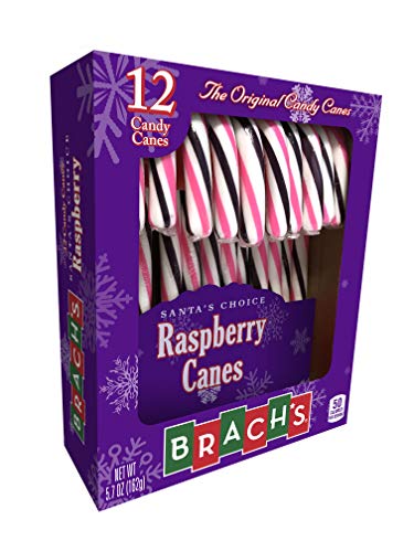 Brach's Raspberry Candy Canes, 5.7 oz (Pack of 12) - Christmas Stocking Stuffers, Holiday Party Favors & Sweet Treats for Kids