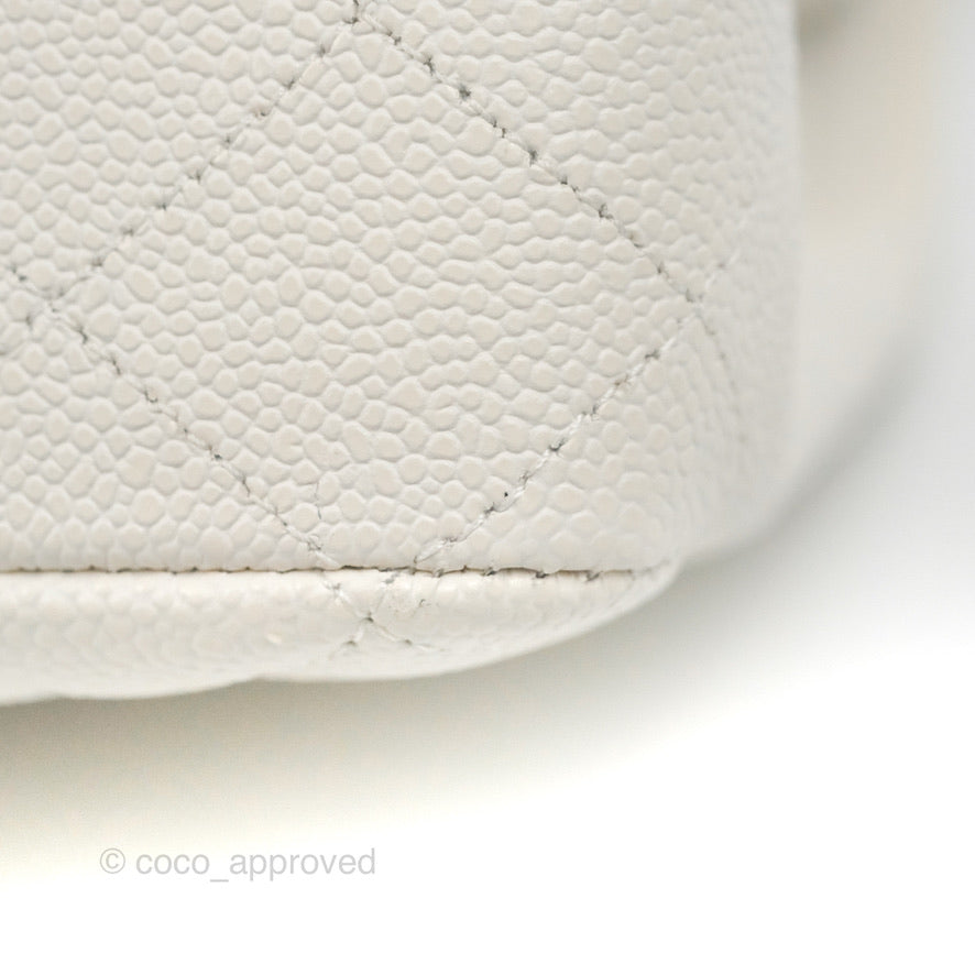 Chanel Classic Medium Double Flap Bag in White Caviar Leather with Silver Hardware - Luxury Handbag for Women, Perfect for Work, Parties & Everyday Use