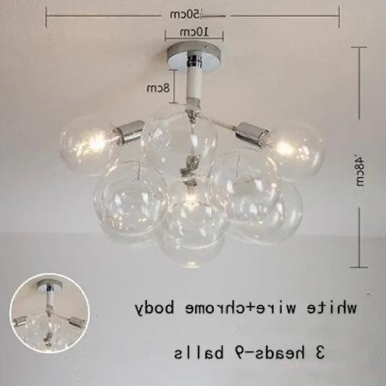 Elegant Transparent Glass Bubble Chandelier - Modern Artistic Lighting Fixture for Dining Room, Living Room & Bedroom Decor