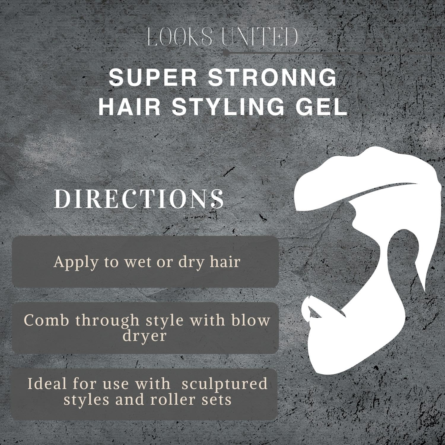Looks United Super Strong Hair Styling Gel with Vitamin E - Alcohol & Sulphate Free (100g) | Natural Hold for Men's Short to Medium Hair | Perfect for Daily Styling, Work & Special Occasions