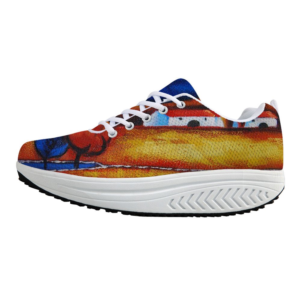 FOR U DESIGNS Women's Height Increasing Platform Shoes with Landscape Painting - Stylish Casual Swing Shoes for Ladies | Perfect for Everyday Wear, Outings & Fashion Events