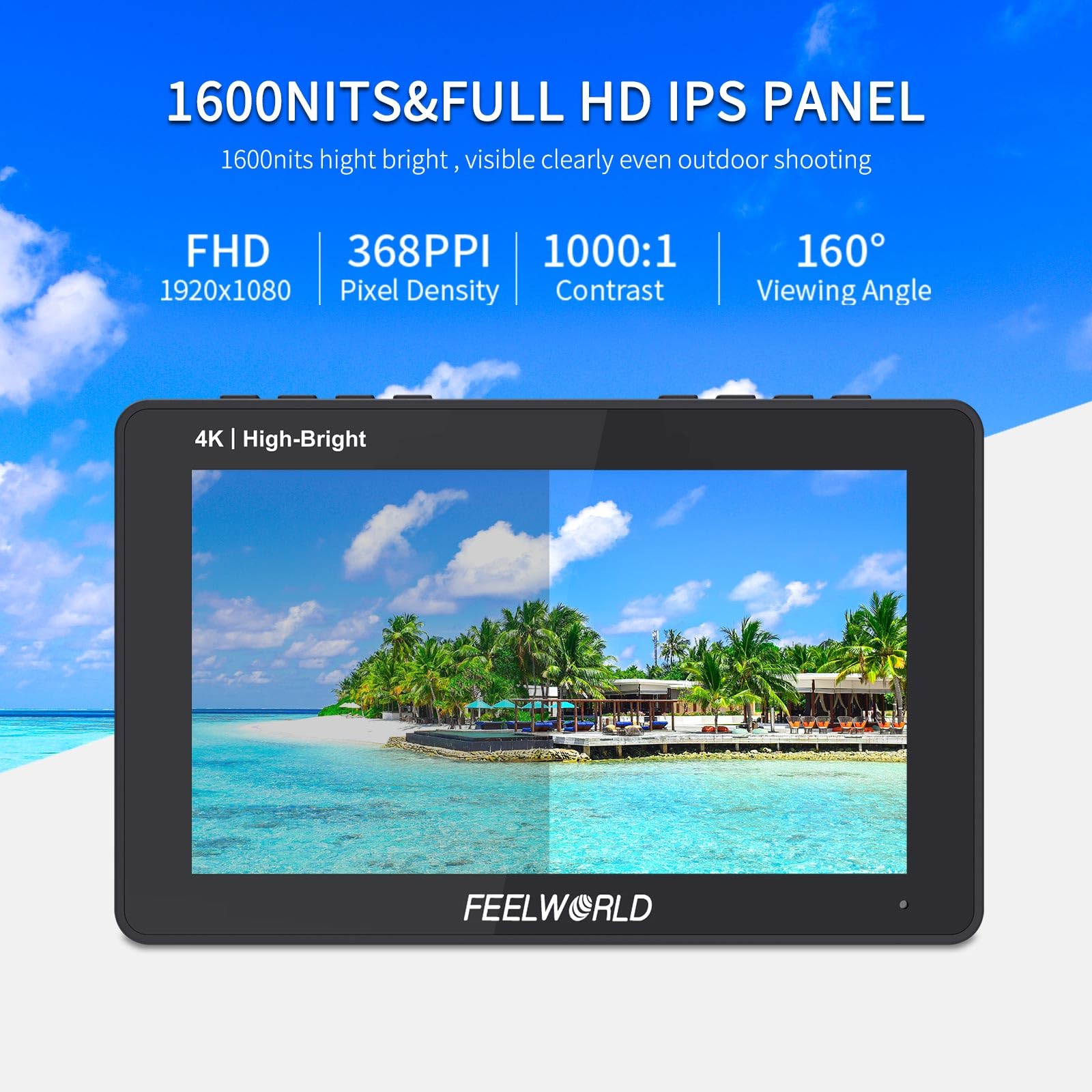 FEELWORLD F5PROX 5.5 Inch 1600Nit Ultra Bright 4K HDMI DSLR Camera Field Monitor with Touch Screen - Perfect for Outdoor Filming, Vlogging, and Professional Video Production