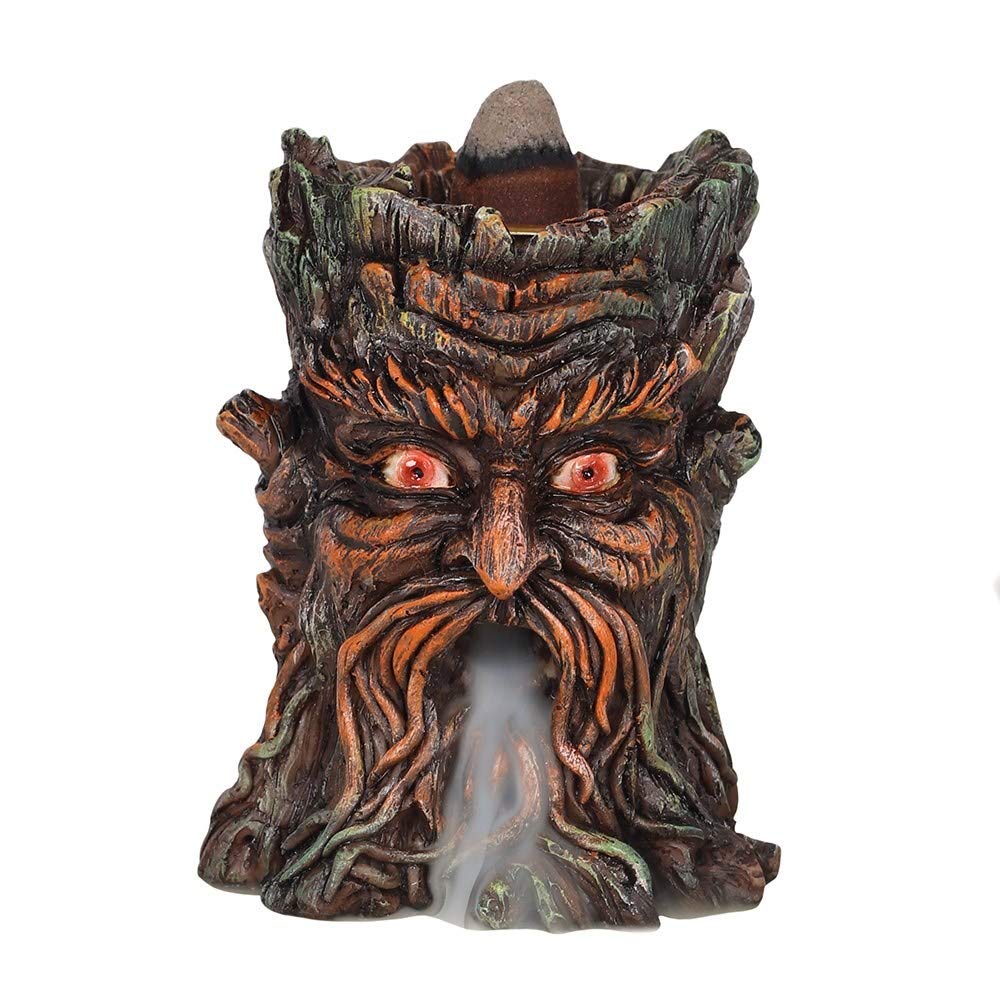 Spirit of Equinox Small Green Man Incense Burner - Handcrafted Ceramic Aromatherapy Decor for Meditation, Yoga & Home Relaxation