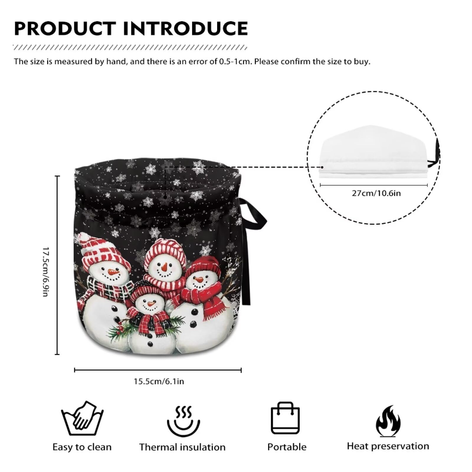 Yewattles Reusable Christmas Snowman Tea Cozy - Soft, Lightweight & Machine Washable Tea Kettle Cover to Keep Tea Warm - Perfect for Home, Office & Car Use