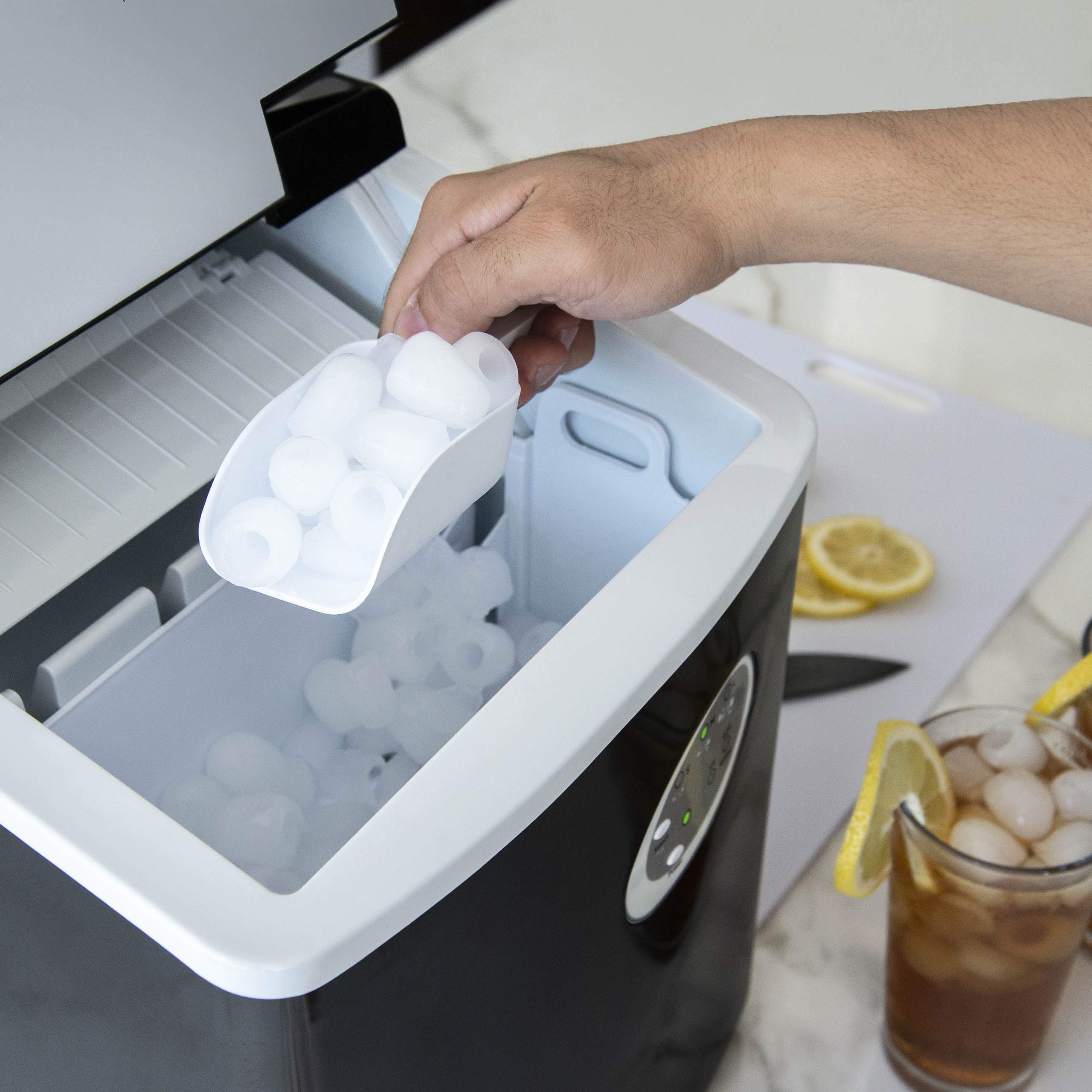 NewAir Black Countertop Ice Maker Machine - Compact Automatic Ice Cube Maker, Makes 28 lbs in 24 Hours, Ready in 6 Minutes - Perfect for Home, Kitchen, Office, Bar, Parties & Outdoor Events