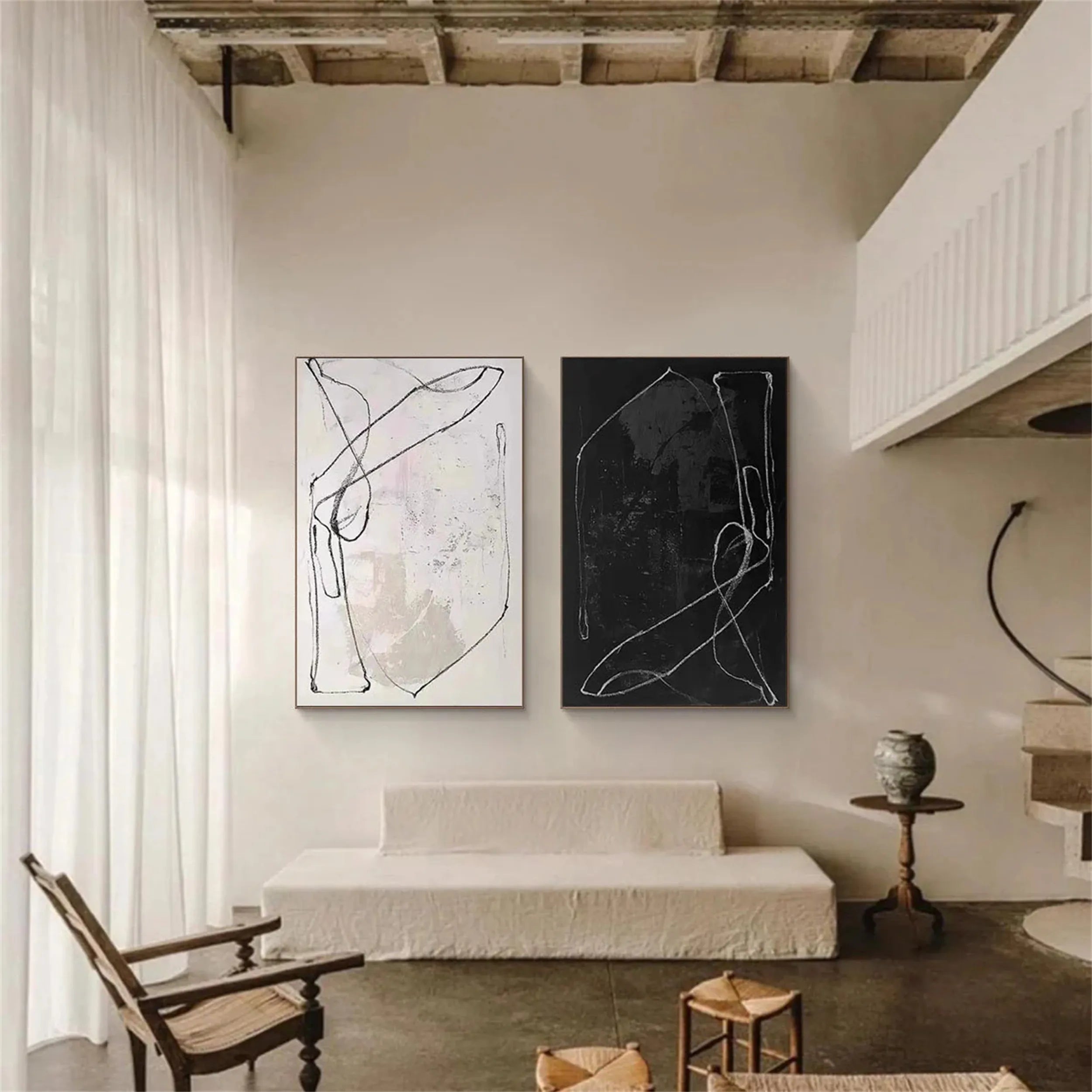 Abstract Painting Set of 2 Modern Wall Art - #AB117 - Perfect for Living Room, Bedroom & Office Decor