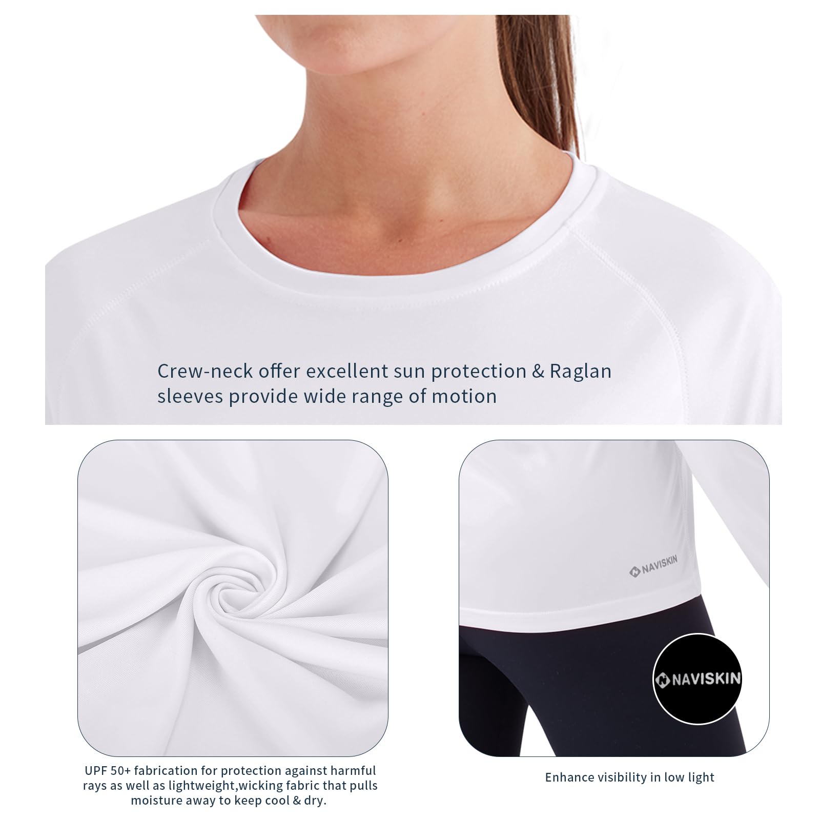 NAVISKIN Women's UPF 50+ Sun Protection Long Sleeve Rash Guard Shirt - Quick Dry Lightweight Hiking & Outdoor Activewear for Beach, Swimming, Yoga, and Travel