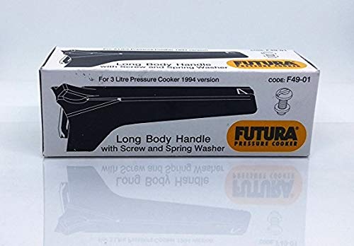 Hawkins BHF3 Replacement Handle for 3L Futura Pressure Cooker - Black Plastic Long Body with Screw & Spring Washer - Perfect for Repairing and Maintaining Your Cooker at Home