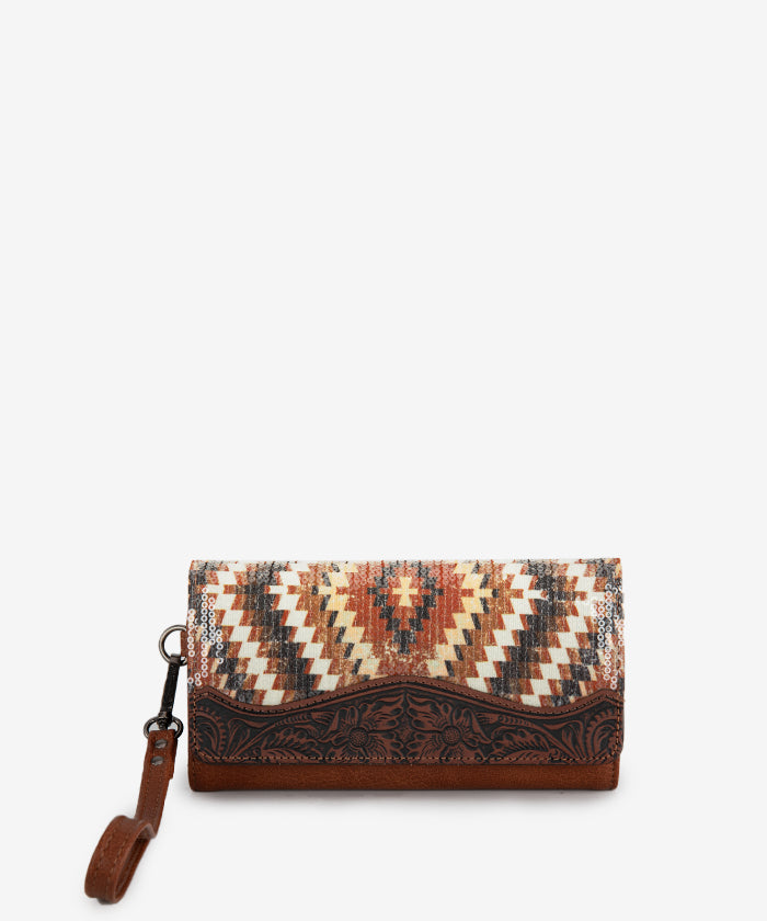 Montana West Sequined Aztec Wristlet Clutch Purse for Women | Stylish Crossbody Bag for Parties, Weddings & Evening Events