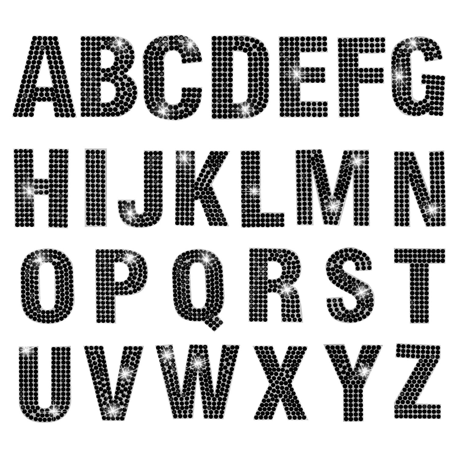 Glitter Rhinestone Alphabet Letter Stickers - 26 Self-Adhesive Letters for DIY Crafts, Scrapbooking, Home Decor & Party Supplies (Black) | Perfect for Customizing Tumblers, Phone Cases & Gift Wrapping