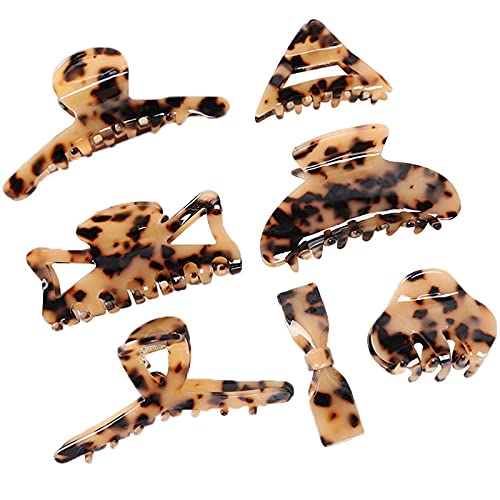 Stylish COSYOO 7PCS Large Acetate Hair Claw Clips - Non-Slip Strong Hold Hair Barrettes with Interlocking Teeth for Women | Perfect for Ponytails, Buns & Updos (Colorful Set)