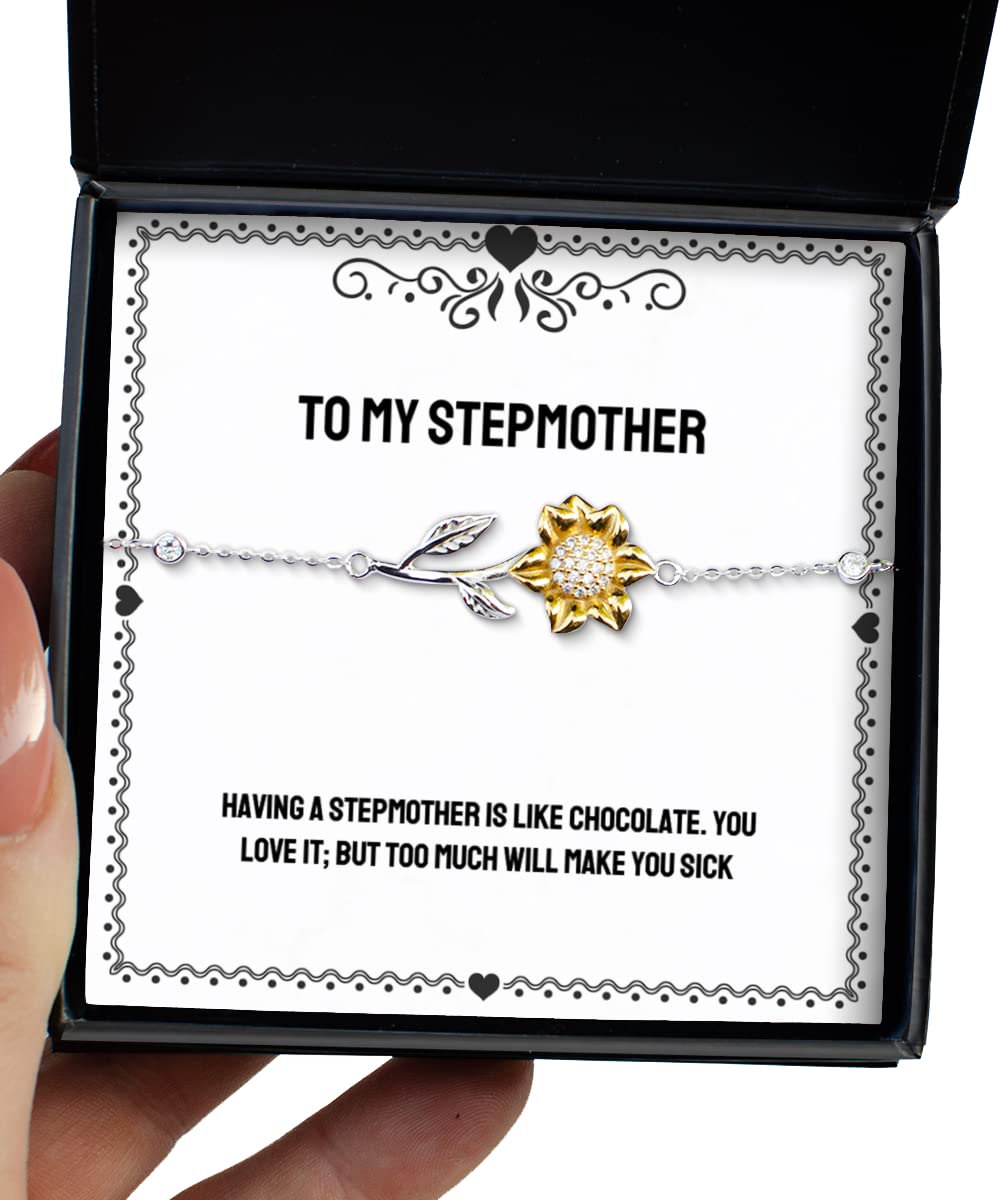 New Birthday Sunflower Bracelet for Stepmom - Thoughtful Stepmother Gift Like Sweet Chocolate - Perfect for Mother's Day, Christmas & Special Occasions