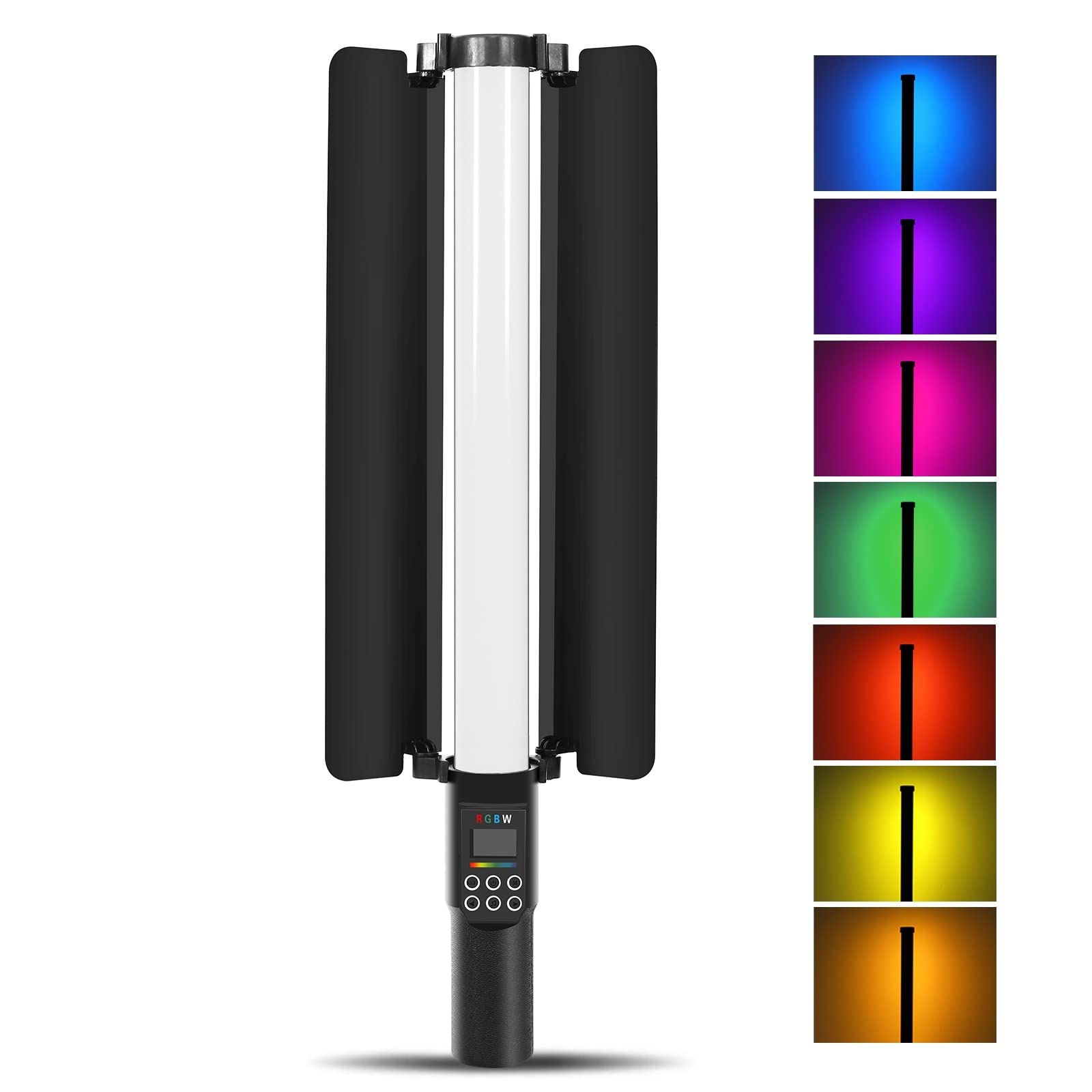 PULUZ 122 LED RGB Handheld Stick Light - Full Color Adjustable LED Fill Light with Barndoor for Photography, Videography & YouTube Content Creation