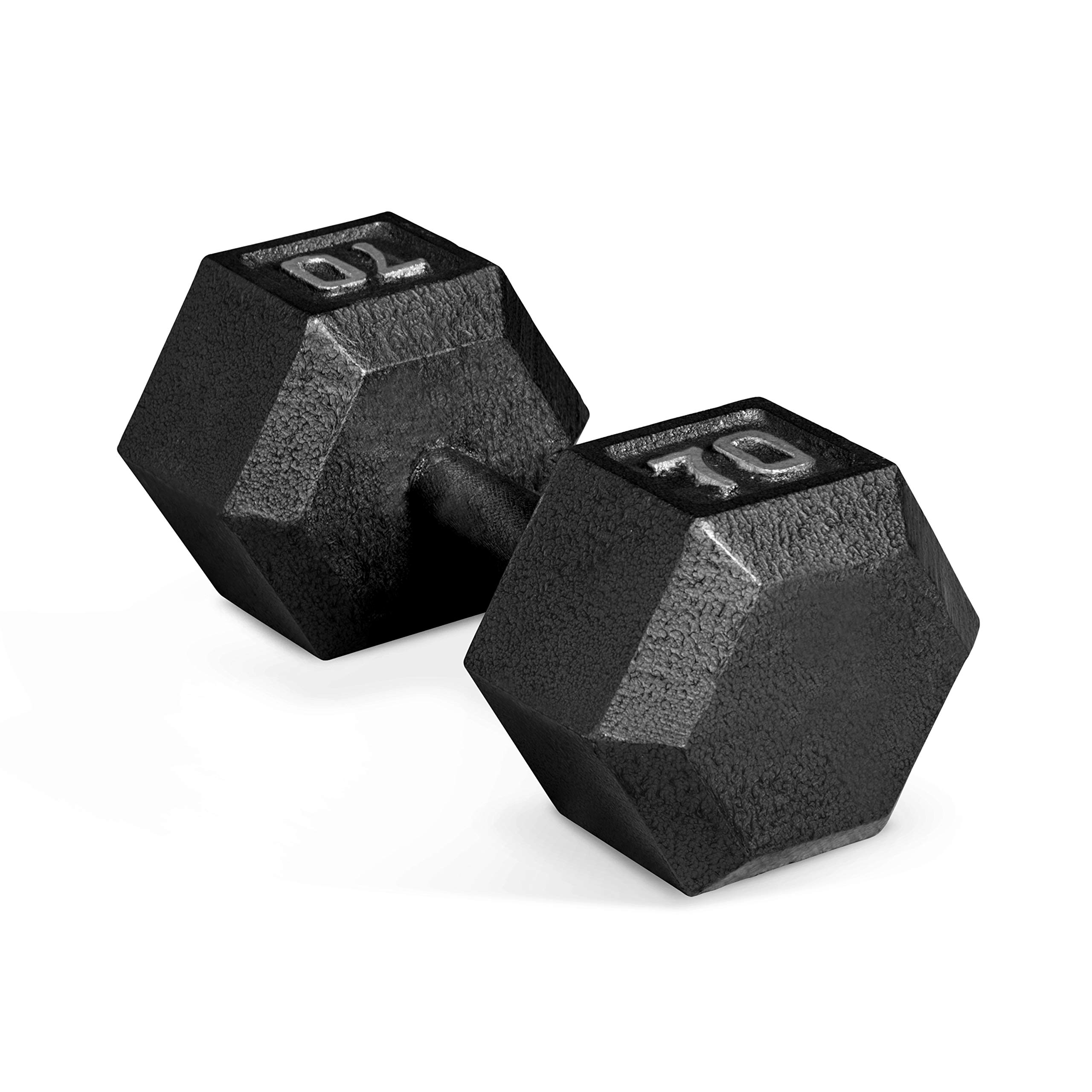 Premium CAP Barbell Black Cast Iron Hex Dumbbell Set (5-120 LBs) - Single or Pair for Home Gym, Strength Training & Weightlifting Workouts