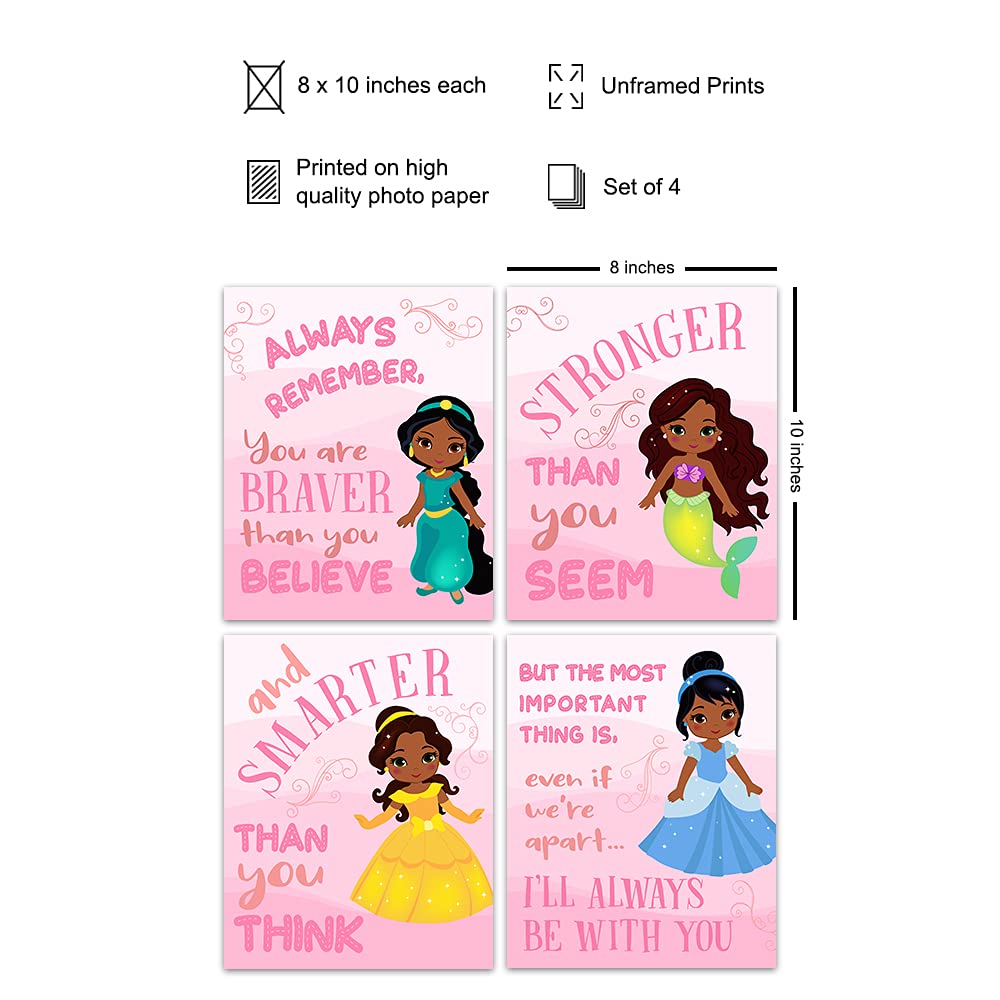 Black Girls Wall Art - African American Girl Wall Decor - Pink Princess Wall Decor for Toddler & Little Girls Bedroom - Cute Girls Room Decor & Baby Girl Nursery Decorations - Positive Affirmation Daughter Gifts for Birthday, Christmas & Room Makeover