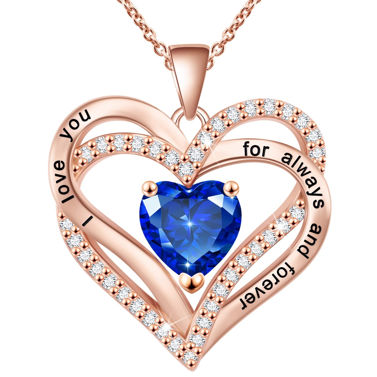 Birthstone Necklace for Women & Girls - 5A Zirconia Heart Pendant Jewelry Gift for Wife, Girlfriend, Mom - Anniversary, Birthday, Mother's Day Present - Perfect for Romantic Occasions & Special Celebrations