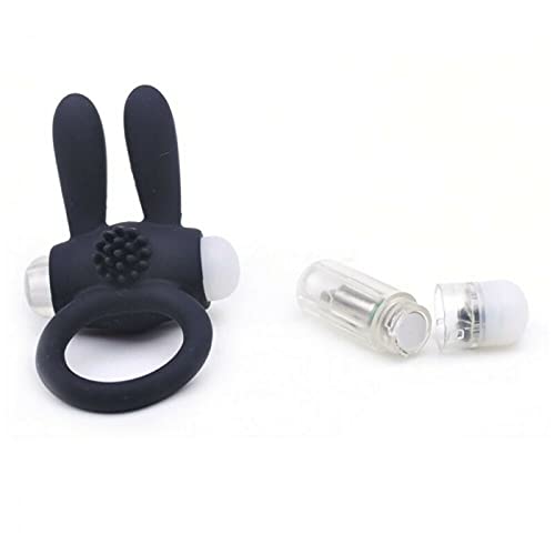 Premium Black Rabbit Silicone Vibrating Cock Ring - Rechargeable Men's Sex Toy for Enhanced Pleasure & Longer Performance | Perfect for Couples Play, Solo Use & Spicing Up Your Intimate Moments