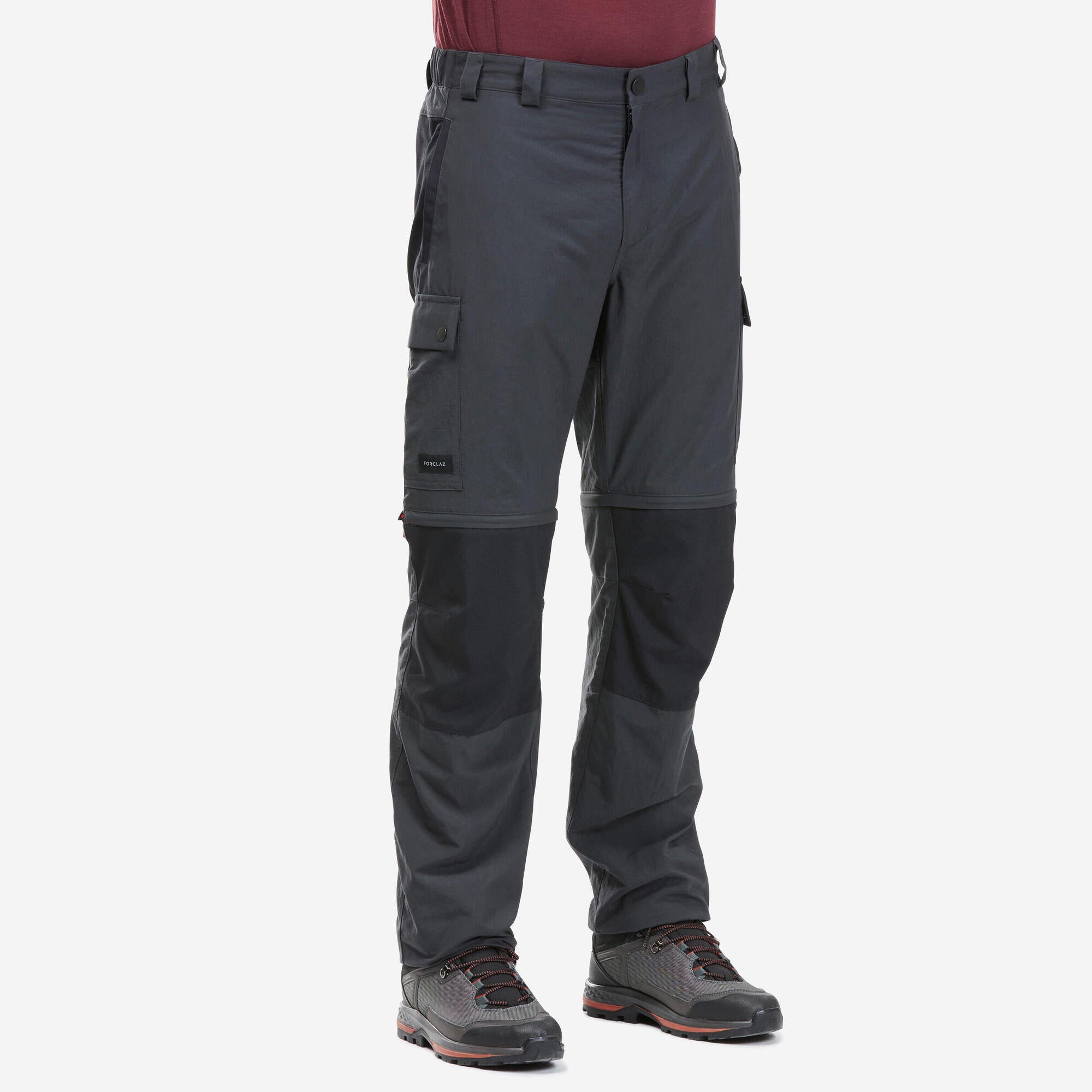 Forclaz Men's MT100 2-in-1 Convertible Hiking Pants with Zip-Off Legs - Lightweight Quick-Dry Trekking Trousers for Outdoor Adventures & Travel