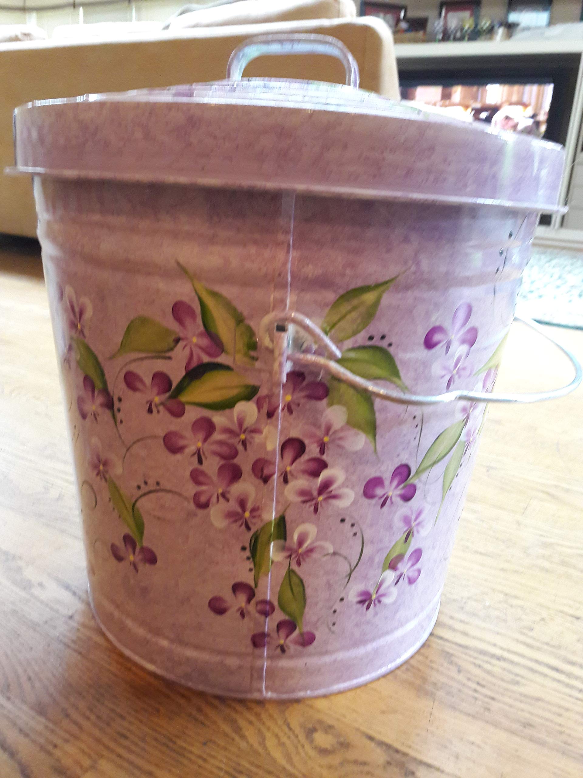10 Gallon Hand Painted Decorative Trash Can - Elegant Waste Bin for Kitchen, Bathroom & Office - Eco-Friendly Garbage Can with Artistic Designs for Home Decor