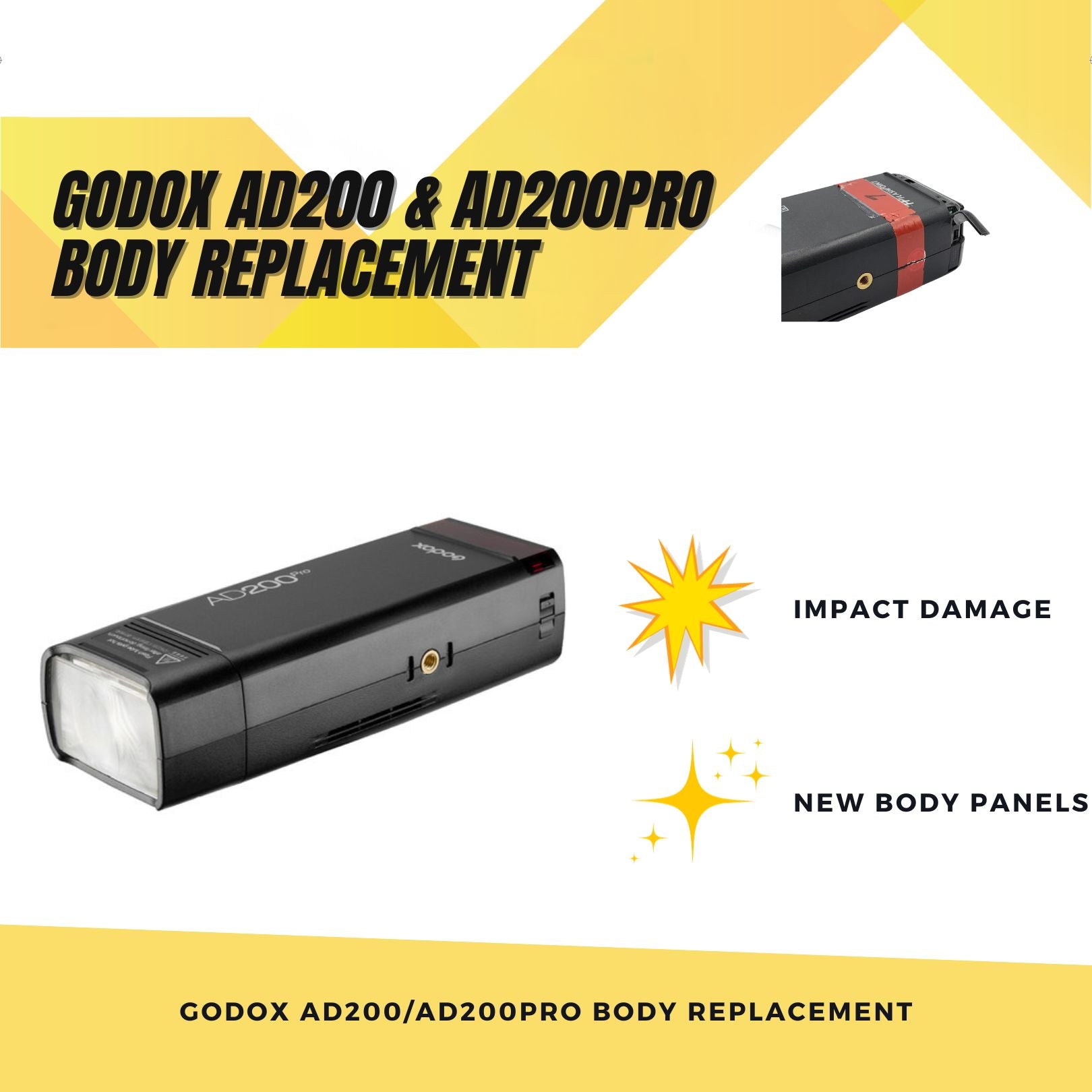 Godox AD200/AD200Pro Flash Repair Kit - Replacement Outer Shell for Damaged Speedlite - Perfect for Studio & Outdoor Photography Gear Maintenance