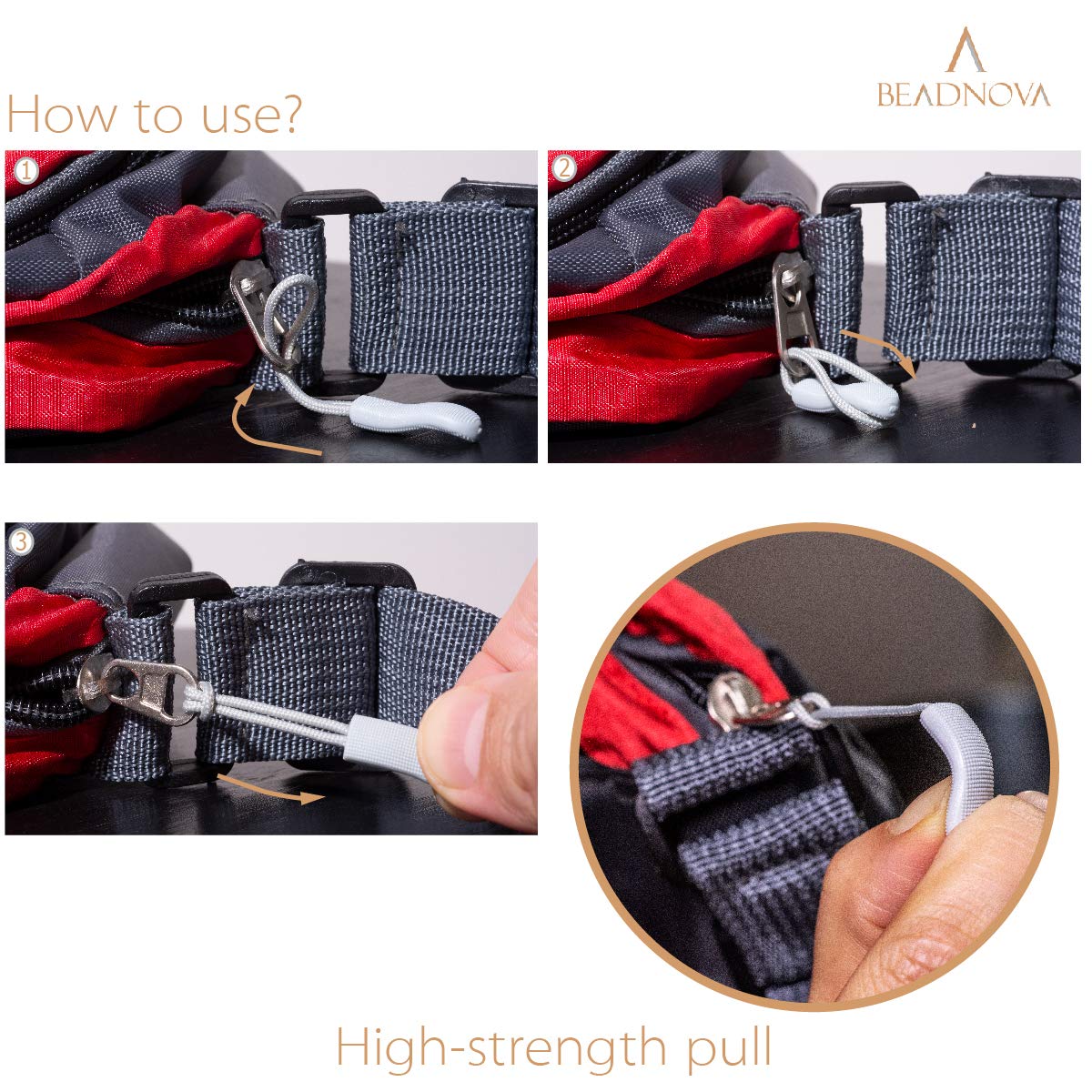 BEADNOVA Heavy Duty Nylon Zipper Pull Cord - Non-Slip Textured Grip, Durable Extension for Suitcases, Luggage, Backpacks, Jackets & Bags (10 Pack, Grey) - Perfect for Travel, Outdoor Gear & Clothing Accessories