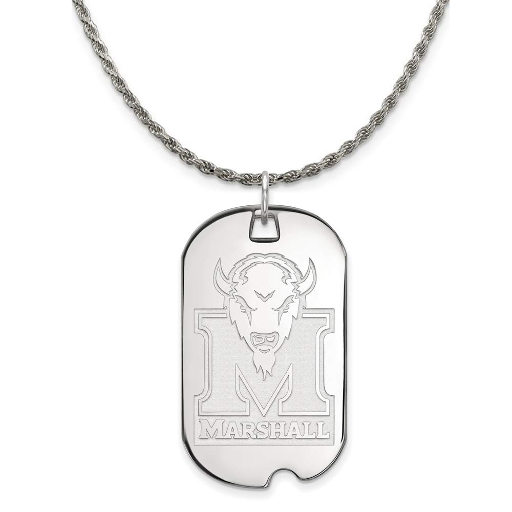 Black Bow Sterling Silver Marshall U Large Dog Tag Pendant Necklace - Perfect for Pet Lovers & Military Style Jewelry Gifts