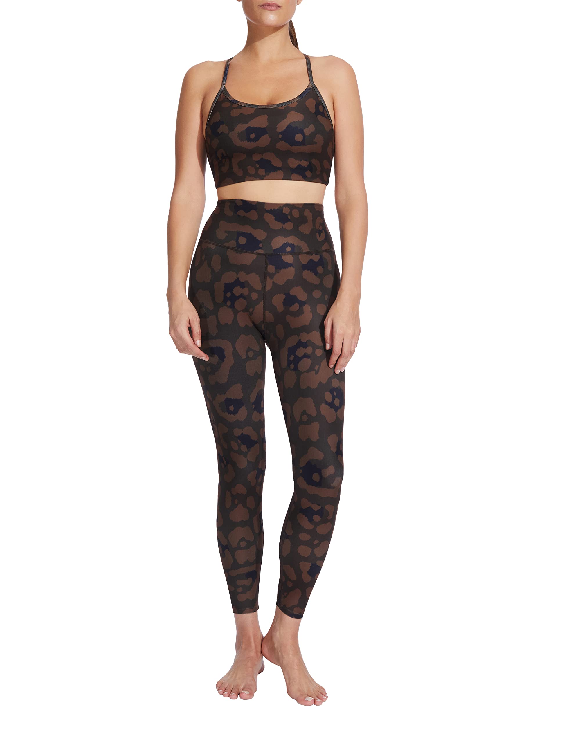 Sage Women's High Waisted Tummy Control Leggings - Yoga, Pilates, Running, Workout & Casual Wear - Demitasse Jungle Cat Print - Medium Size - Perfect for Gym, Lounge & Outdoor Activities