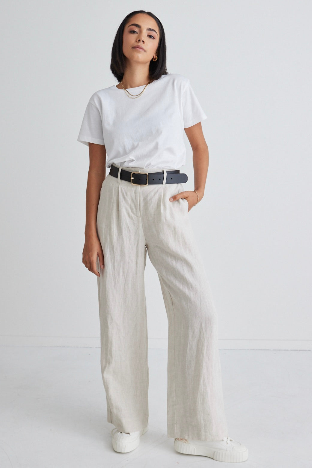 Island Natural Linen Pleat Front Wide Leg Pants for Women - Comfortable Summer Casual Trousers for Beach, Vacation & Everyday Wear