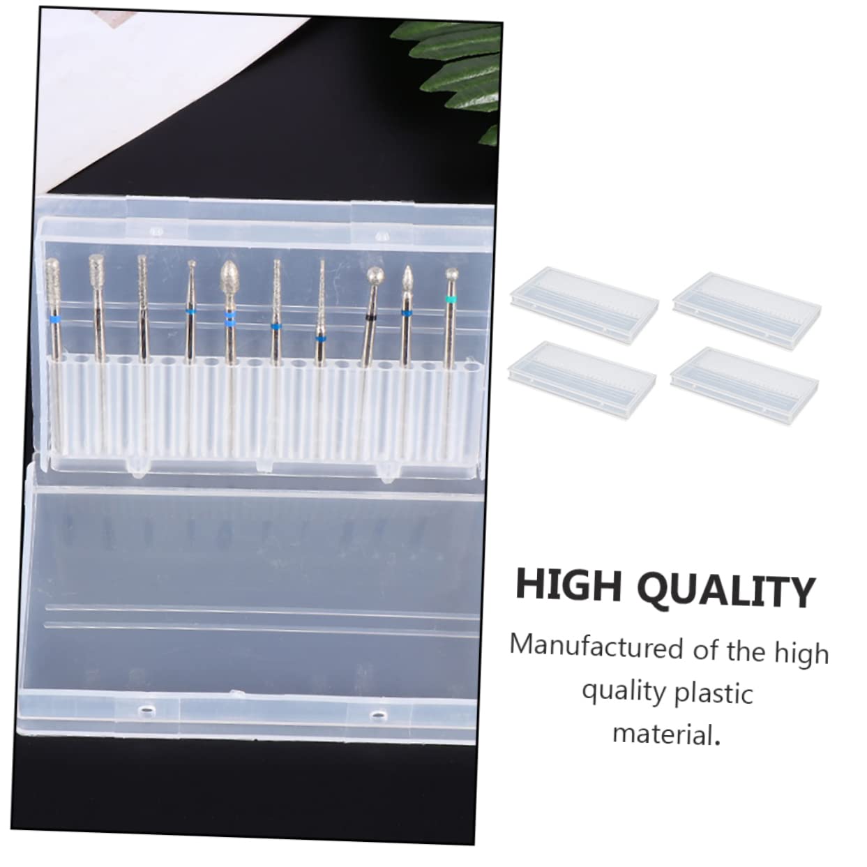 SHERCHPRY 4-Piece Nail Drill Bits Storage Box - Organizer Case for Nail File, Polishing Heads & Grinding Heads - Perfect for Salon, Home & Travel Nail Art Accessories Storage