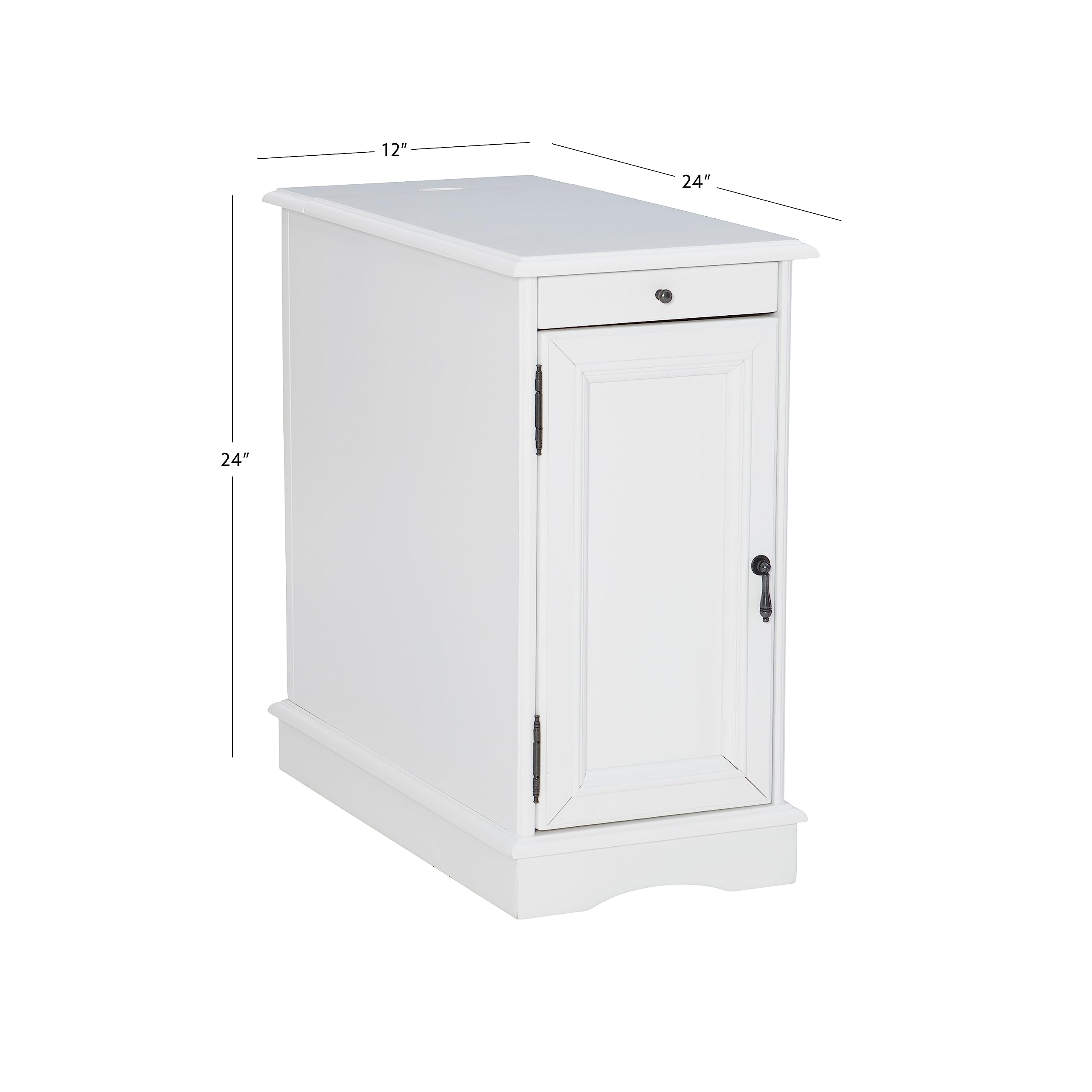 Powell Furniture Barron Small White Accent Table - Perfect for Living Room, Bedroom, or Entryway Decor
