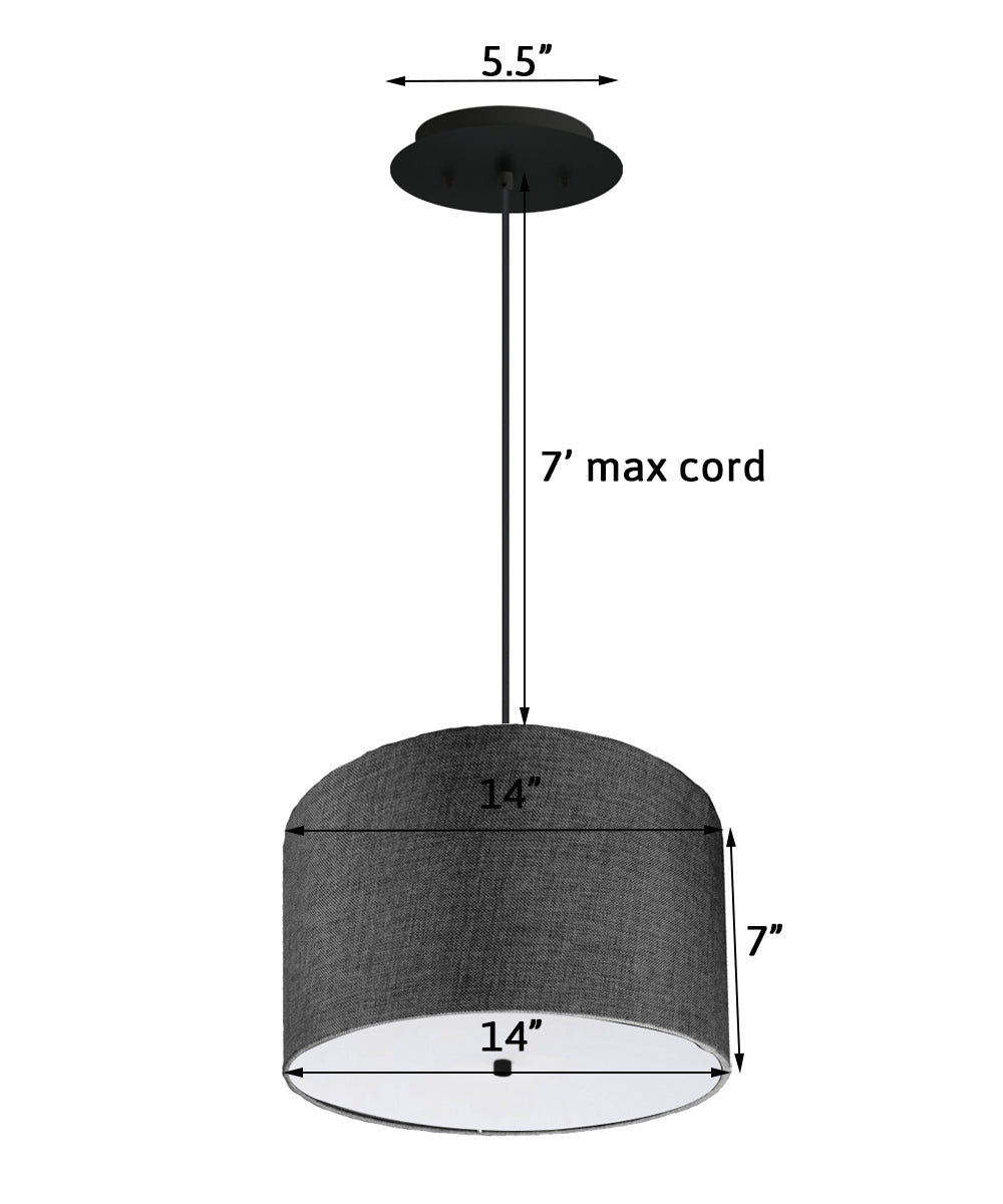14W 2-Light Pendant Lighting Fixture with Granite Gray Glass Shade & Black Cord - Perfect for Kitchen Island, Dining Room, and Modern Home Decor