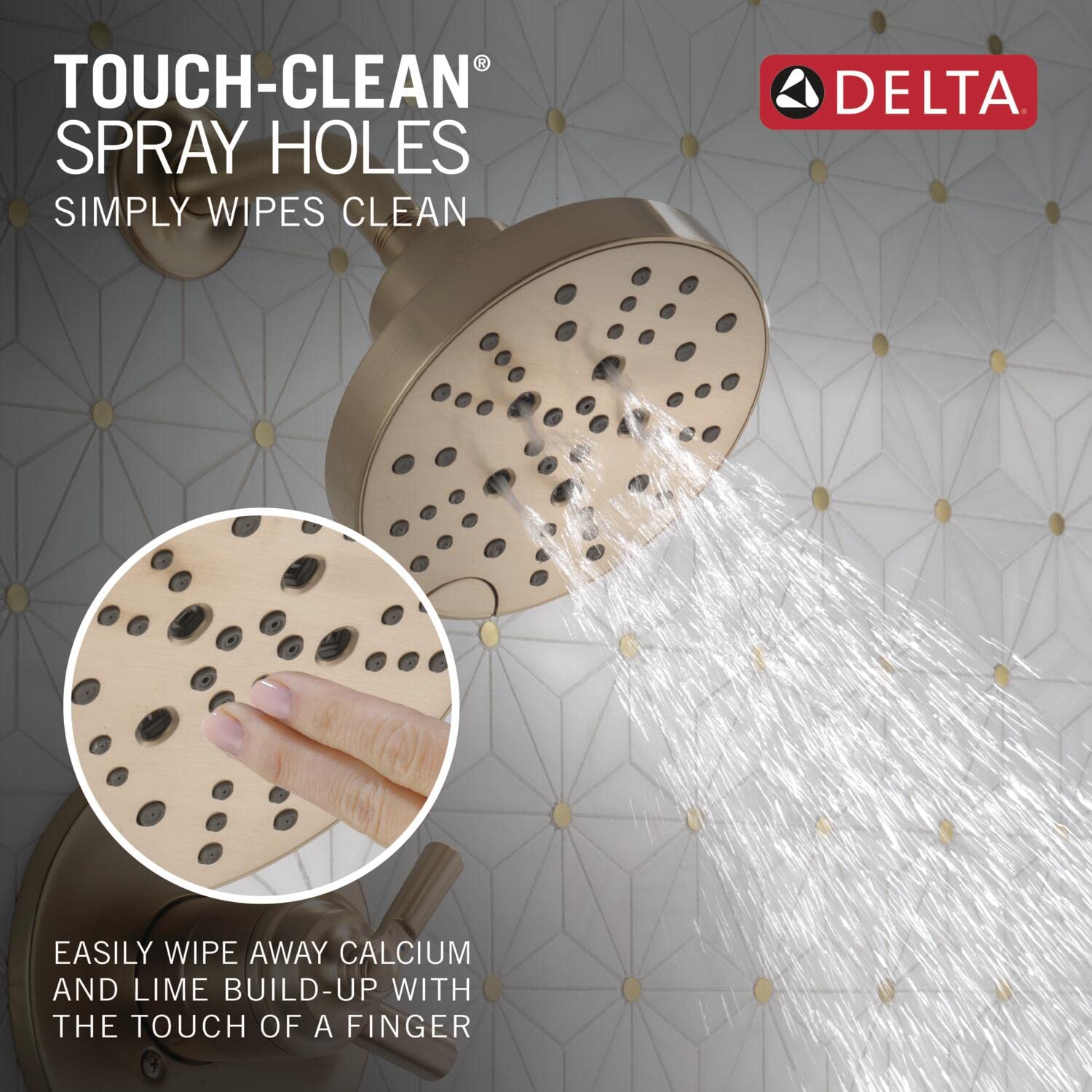 Delta Saylor 17 Series Gold Tub and Shower Faucet Combo with H2Okinetic Shower Head - Champagne Bronze T17435-CZ (Valve Not Included) - Perfect for Bathroom Renovation, Luxury Spa Experience, Modern Home Upgrade