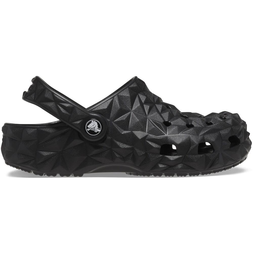 Crocs Women's Classic Geometric Clog - Comfortable Slip-On Water Shoes for Women & Little Big Kids | K Black | Perfect for Beach, Pool & Casual Wear