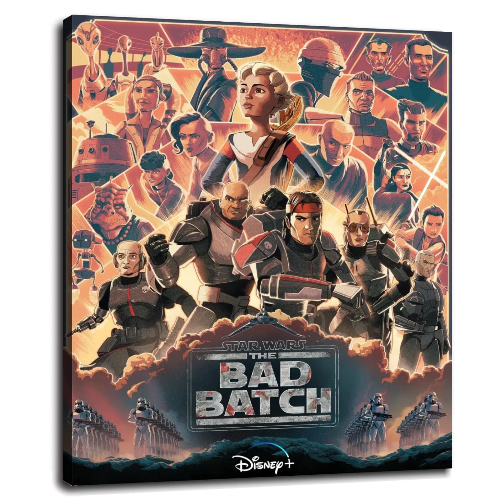 SPACE WAR THE BAD BATCH Canvas Print - Anime Movie Poster Wall Art Decor for Home, Office & Bedroom - Framed 32x24 Inches - Perfect for Sci-Fi Fans & Gift Giving