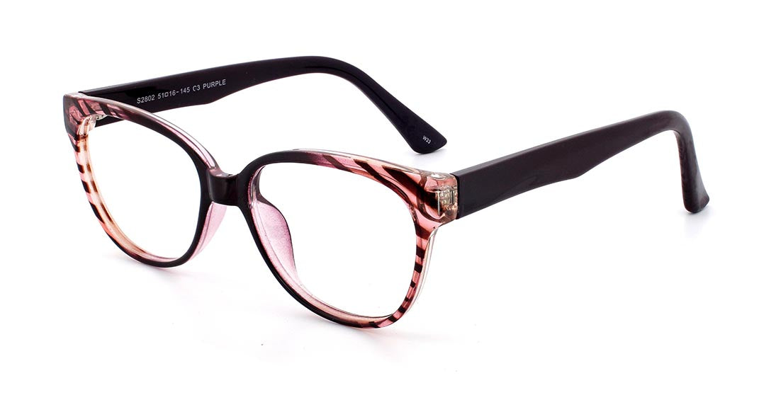 Stylish Two-Tone Plastic Eyeglass Frames S2802 - Trendy & Lightweight for Men & Women - Perfect for Reading, Driving & Fashion Accessories