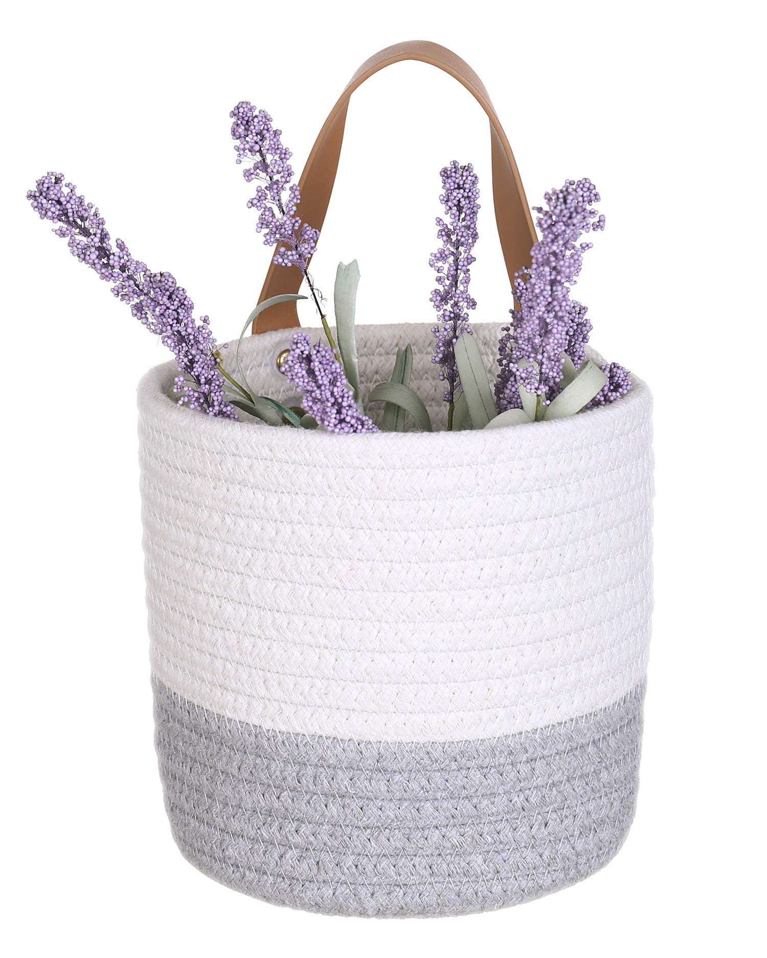 2-Pack Small Hanging Basket - Cotton Rope Wall Basket with Handle for Home Storage, 6