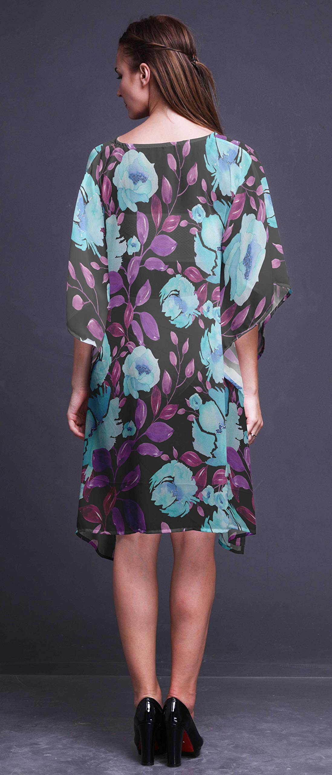 Bimba Women's Short Caftan Midi Dress - Beach Cover Up, Swimwear Wrap, Boho Summer Dress for Pool, Vacation & Resort Wear