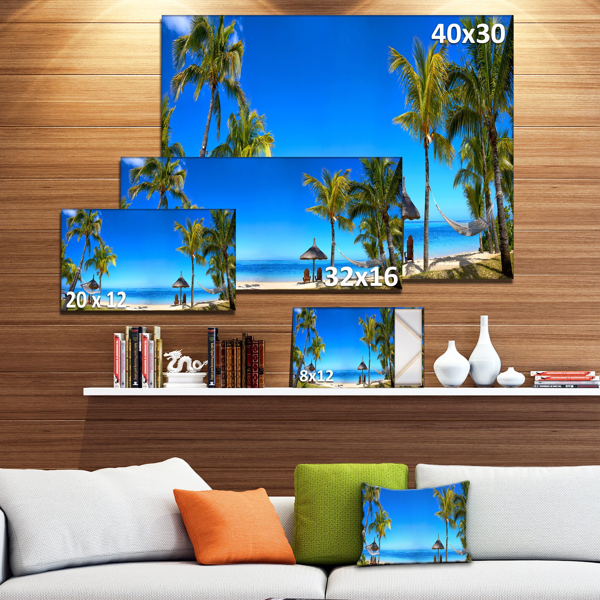 Designart PT9400-20-12 Mauritius Beach with Chairs Seashore Photo Canvas Art Print - 12