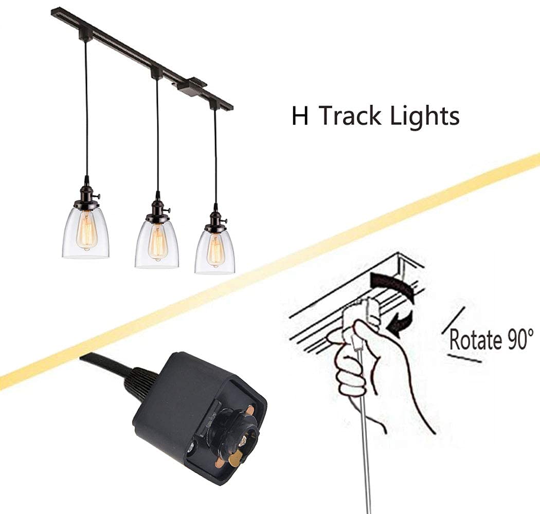 KIVEN 3-Light Dimmable H-Shaped Track Pendant Lighting Fixture in Black - Modern Hanging Lights for Kitchen Island, Dining Room & Bar Counter (Bulbs Not Included)